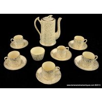 15 Stück T. F. & S. Ltd. Thomas Forester Phoenix Ware Pompadour Teekanne Milchkännchen Zuckertassen Untertassen Chintz England von AntiqueShack