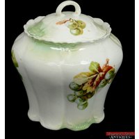 Antike Deckel Keksdose Trauben Apfel Johannisbeeren Motiv Perlen Ausgebogen von AntiqueShack