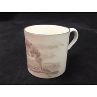 Antikes 19Thc Transferware Kolonialer Mann, Der Landschaft Porzellan Gold Vergoldung Kaffee Kann Tasse von AntiqueShack