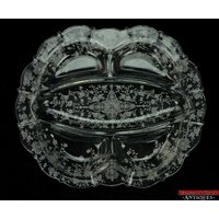 Geätztes Glas Camegate Rose Point 5-Teilige Celery Relish Dish Scalloped von AntiqueShack