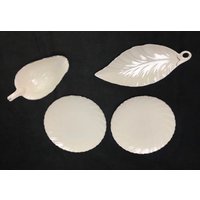 Schöne Lenox 2 Salatteller Weatherly Platinum Rim Blatt Buffet Servier Cabbage Leaf Soße Extras Oder Ersatz von AntiqueShack