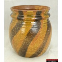 Vtg Mccoy Pottery Co Brown Onyx Vase Marmorierte Orange Creme Urne # 3106 von AntiqueShack