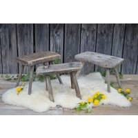 Antike Rustikale Holz Primitive Melkhocker von AntiqueTransylvania