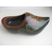 Seltene Vintage Holzschuh Handmalerei Volkskunst Signiert Seltene Vintage Holzschuh Handmalerei Volkskunst Signiert von AntiqueXmas