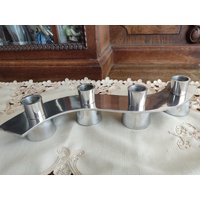 Vintage Aluminium Modernismus Kerzenhalter Für Teekerzen Und Stabkerzen Handgemachter Kerzenständer von AntiqueXmas