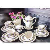 Kaffeeservice Rosenthal 20Tlg. Form Maria. Dekor Stiefmütterchen 1970-Er Jahren. Edles 20 -Teiliges Für 6 Personen von Antiqueliebe