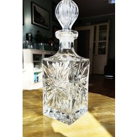 Vintage Bleikristall Whisky Karaffe Mit Stopfen/ Schleuderstern Design/ 1970Er/ Whiskybehälter/ Kristalldekanter 800 Ml/ Made in Germany von Antiqueliebe