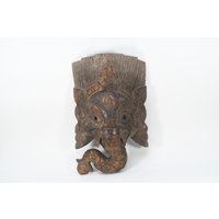 Antike Hindu Gott Ganesh Holzmaske Ganapati Handarbeit Elefant Wanddekoration Elefantenkopf Handgeschnitzt Wandbehang Hinduismus Vintage von AntiquesFromAsia