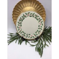 Feiertage | 5 Musterteller Von Lenox. Wunderschöne 10 Zoll Teller. Ilex Und Beeren Goldrand. 5 Teller Separat Erhältlich von AntiquesFromtheBLVD