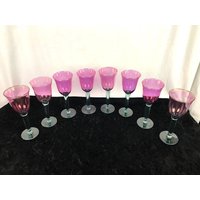 8Er Set Pinke Und Blaue Weingläser von AntiquesbyDemetria