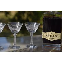 Vintage Fostoria Geätzte Kristalllikörgläser, 4Er-Set, Mini Martini, Cocktailverkostungsgläser von Antiquevintagefind