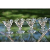 6 Vintage Cocktailgläser Mit Goldenen Und Weißen Designs, Libbey, 1950Er Jahre, 3 Oz After Dinner Drinks Gläser - Double Shot von Antiquevintagefind