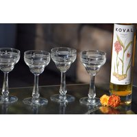 6 Vintage Libbey Likörgläser Nadelgeätzte Liköre, 1940Er Jahre After Dinner Trinkgefäße von Antiquevintagefind