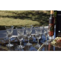 Vintage Geätzte Weingläser 50Er Jahre Champagner Cocktail Gläser, Set Of 5 von Antiquevintagefind