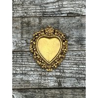 Dekoratives Patiniertes Goldenes Herz Zur Wanddekoration, Ex-Voto, 12 X 10 cm von Antiquitesdelaferme
