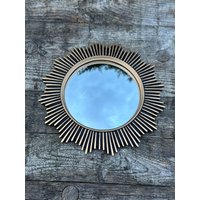 "Irene" Schwarz-Gold Patinierter Spiegel Mit Hexenauge, Durchmesser 30 cm von Antiquitesdelaferme