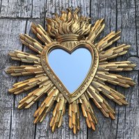 Spiegel Herz Sonne Ohren Ex Voto 28 X 27 cm von Antiquitesdelaferme