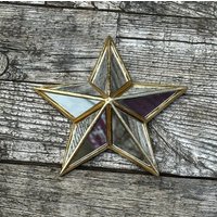 stern-Wandspiegel Aus Patiniertem Gold Mit 10 Facetten, Spiegeldurchmesser 18 cm von Antiquitesdelaferme