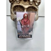 Laminierte Santa Muerte-Gebetskarte. La Muerte Roja De Schutz von Antojitosdesuerte