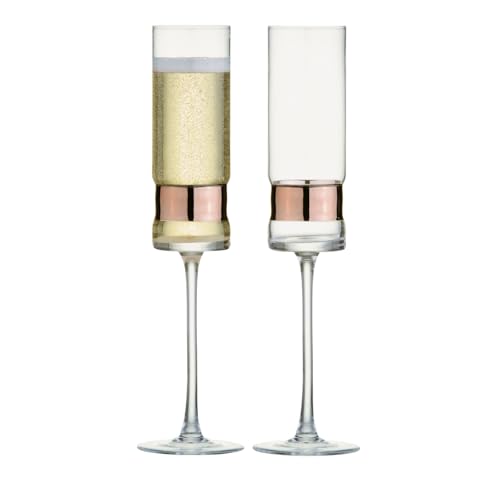 Anton Studio Designs SoHo Handgefertigte Champagnerflöten Perfektes Partygeschirr für Hochzeiten und Feiern - 200 ml - Bronze - Set mit 2 eleganten Champagnergläsern von Anton Studio Designs