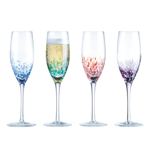 Anton Studio Designs - Speckle Champagnerflöten Mehrfarbig - 4er Set - 250ml Fassungsvermögen pro Glas - Tolle Idee für ein Verlobungsgeschenk oder Hochzeitsgeschenk von Anton Studio Designs