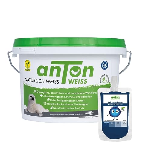 Anton Weiss® | 1L | inkl. Freche Früchte Abtönfarbe 100ml (Belebende Blaubeere | Blau) von Anton Weiss