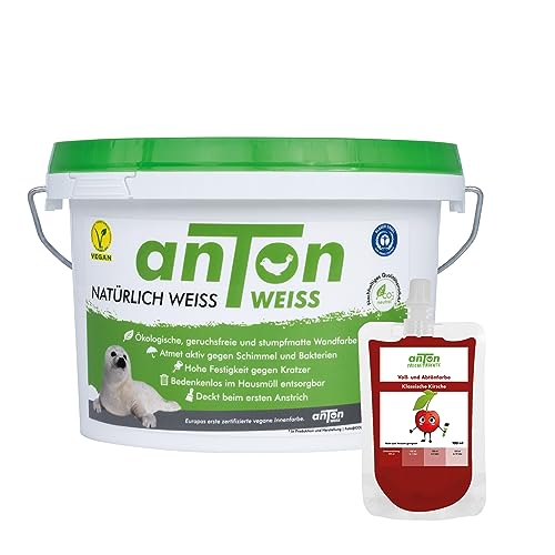 Anton Weiss® | 1L | inkl. Freche Früchte Abtönfarbe 100ml (Klassische Kirsche | Rot) von Anton Weiss