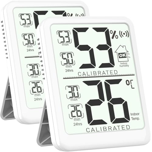 Antonki 2er-Pack Raumthermometer, digitales kleines Hygrometer Innenthermometer Luftfeuchtigkeitsmesser, Temperatur Luftfeuchtigkeitsmesser mit Max/Min-Aufzeichnungs-Monitor-Sensor für Zuhause, Antonki 2er-Pack Raumthermometer, digitales kleines Hygrometer Innenthermometer Luftfeuchtigkeitsmesser, Temperatur Luftfeuchtigkeitsmesser mit Max/Min-Aufzeichnungs-Monitor-Sensor für Zuhause, von Antonki