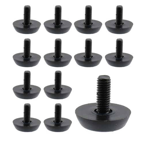 Antrader 12 Stück M6 × 15 mm Möbelschaufel, Tischbein-Nivellierfuß, zum Anschrauben, Möbelgleiter, Fußversteller, Mini-verstellbare Füße, 23 mm Bodendurchmesser, schwarz von Antrader