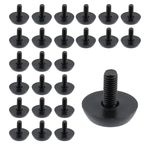 Antrader 24 Stück M6 × 15 mm Möbelschaufel, Tischbein-Nivellierfuß, zum Anschrauben, Möbelgleiter, Fußversteller, Mini-verstellbare Füße, 23 mm Bodendurchmesser, schwarz von Antrader