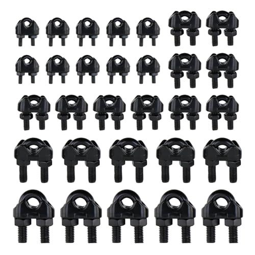 Antrader Edelstahl-Drahtseil-Kabelklemme, Drahtseilklemme, Kabelklemmen, Sortiment-Set (10 Stück M2, 10 Stück M3, 5 Stück M5, 5 Stück M6) von Antrader