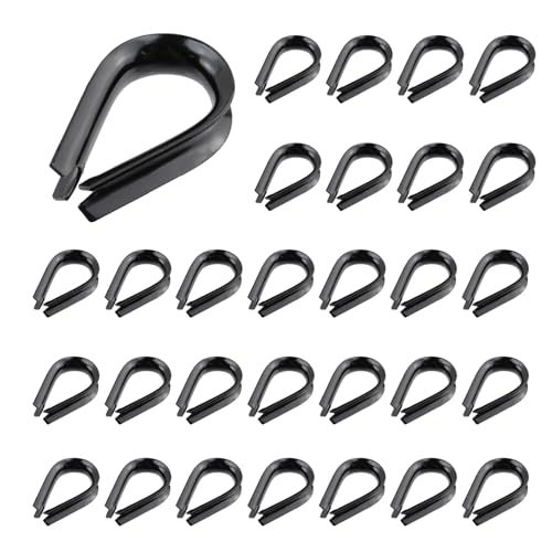 Antrader M6 Edelstahl-Fingerhut für Drahtseil, Kabelkauschen mit 0,64 cm Durchmesser, 30 Stück (schwarz) von Antrader
