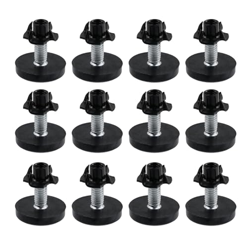 Antrader Möbel-Nivellierfüße mit T-Muttern, 5/16 Zoll Gewinde, Möbelfüße, Nivellierer, schwarz, 12 Sets (M8 x 23 mm) von Antrader