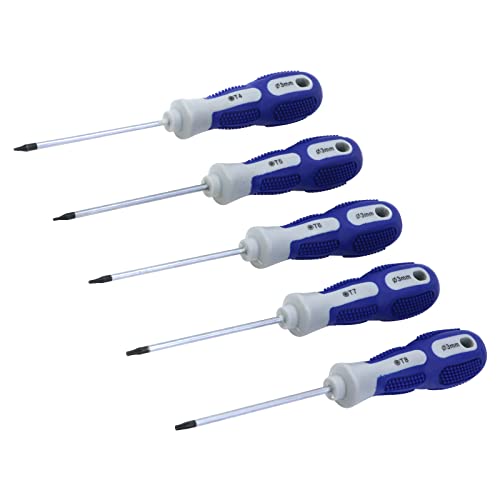 Antrader Torx-Schraubendreher-Set mit magnetischer Spitze, (T4, T5, T6, T7, T8), professionelles Torx-Schraubendreher-Set (5 Stück, blau) von Antrader