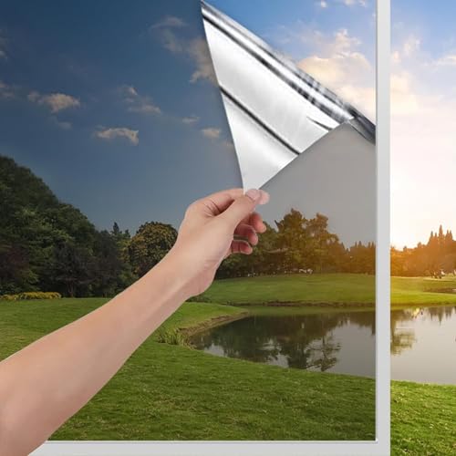 Fenster Spiegelfolie Blickdicht UV Folie Fenster Hitzeschutz 75x400cm Sonnenschutzfolie Fenster innen Spiegelfolie Fenster Sichtschutz Fensterfolie Sonnenschutz von Antrect