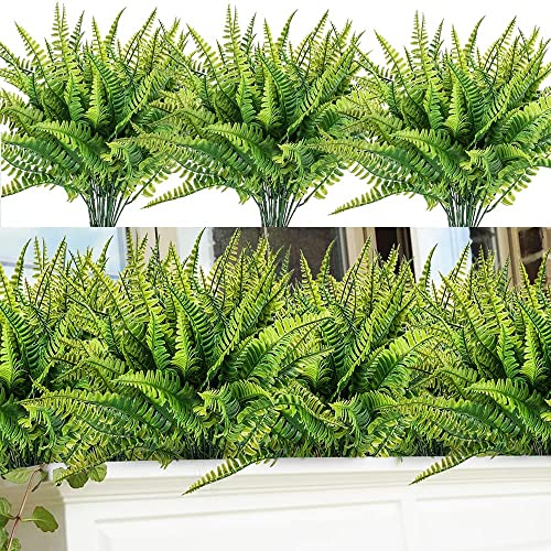 Antspirit 12Stck Künstliche Farne Pflanzen im Freien Boston Farne Gefälschte Pflanzen UV-beständige Kunststoffanlage (Grün) von Antspirit