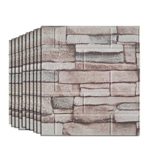 Anttyscar 3D Wandpaneele Selbstklebend, Steinoptik Tapete 35 x 38cm,Wasserdicht Wandtapete,Brick Pattern Wallpaper Wandaufkleber,für Wohnzimmer,Schlafzimmer,Küche,Badezimmer 10 Stück von Anttyscar