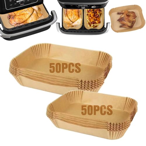 Anttyscar 50Pcs/100Pcs Airfryer Backpapier für Ninja Flexi Drawer Dual Zone AF500EU,Heißluftfritteuse Zubehör für Ninja Foodi AF500EU,DZ201EU,DZ401EU and Other Dual Zone Air Fryer von Anttyscar