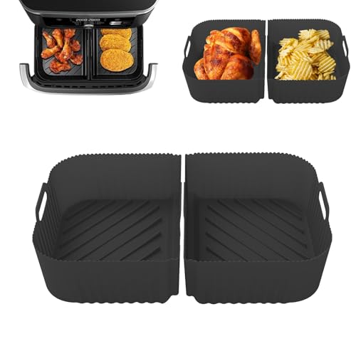 Anttyscar Airfryer Silikonform Zubehör für Ninja AF500, Air Fryer Accessories für Dual Zone Heißluftfritteuse，Kieselgel Backblech Zwei in einem von Anttyscar