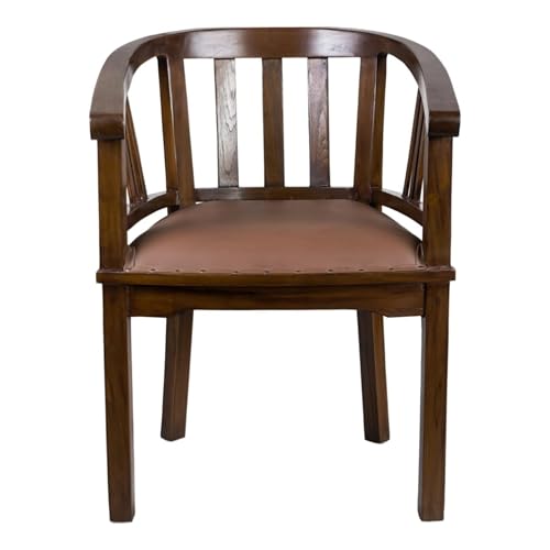 Antyki24 Esszimmerstuhl Echtleder Teakholz Holzsessel Esszimmer Armlehnstuhl Holz Hochwertig Retro Design Massivholz Stuhl Esszimmerstuhl Mit Armlehne Vintage Stil Wohnzimmer von Antyki24