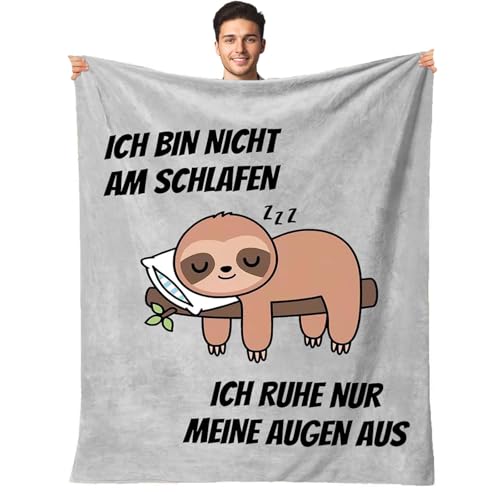 Anugsoe Lustige Geschenke für Frauen und Männer Faultier Decke 130×150 cm Weihnachten Geburtstag Witzige Geschenke für Mama und Papa Flanell Faultier Kuscheldecke von Anugsoe