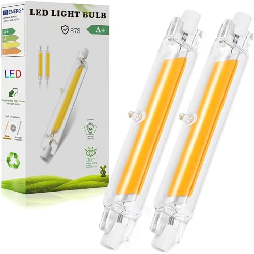 Anugsoe R7S LED 118mm Dimmbar Lampe,20W R7S LED Ersatz für 200W Halogen Leuchtmittel,R7S LED Stab Warmweiß 3000K 2000LM,Kein Flackern，360°Abstrahlwinkel,2er Pack von Anugsoe