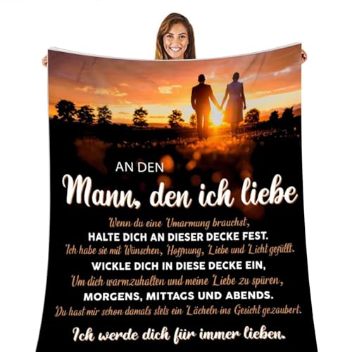 Kuscheldecke Personalisierte Flanell Decke An,Frau für Ehemann Deutsche Nachricht Briefdecke Positiv Ermutigen Wohndecke für Couch Bett Tv-Decken (Ehemann) von Anugsoe