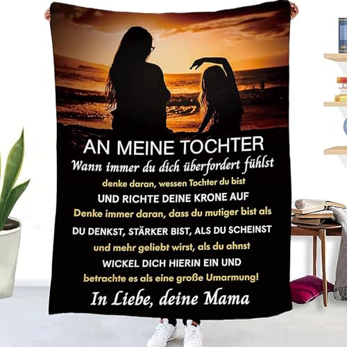 Personalisierte Decke Geschenk für Tochter von Mama,Mutter Tochter Geschenk,Super weich Flanelldecke,Kuscheldecke An unsere Tochter von Mama und Positiv Ermutigen Decke,Geburtstag Weihnachten Geschenk von Anugsoe