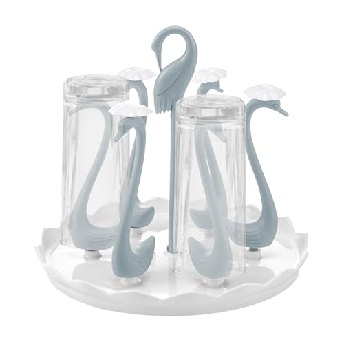 Anulely Abtropfgestell für Flaschen, Schwanen-Becher, Aufbewahrungshalter – Abtropf-Organizer für Küche, Überspüle, Tisch-Organisation, Dekoration, Babyflasche, Waschen und Reinigen von Anulely
