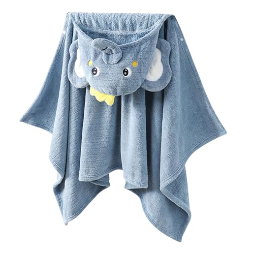Anulely Badetuch für Kinder, schnell trocknendes Pool-Handtuch mit Elefanten-Kapuze, 150 x 90 cm, weiches und saugfähiges Duschtuch für Jungen und Mädchen von Anulely