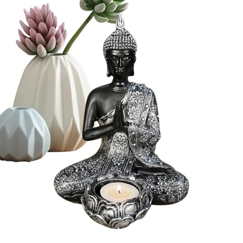 Anulely Buddha-Statue, Kunstharz, Retro-Kerzenhalter, dekorativer Kerzenhalter, elegante Heimdekoration für Yoga-Raum, Wohnzimmer, Meditation Anulely Buddha-Statue, Kunstharz, Retro-Kerzenhalter, dekorativer Kerzenhalter, elegante Heimdekoration für Yoga-Raum, Wohnzimmer, Meditation von Anulely