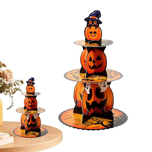 Anulely Cupcake-Turm-Ständer, Papp-Cupcake-Ständer, Dekoration, Halloween-Thema, Cupcake-Halter für Kuchen, Donuts, Süßigkeiten und Kekse von Anulely