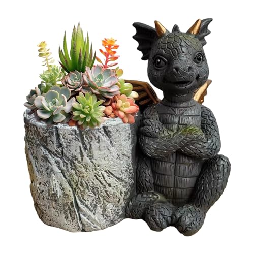 Anulely Dinosaurier-Pflanzgefäß für Zimmerpflanzen, Kunstharz-Dino-Töpfe, niedlicher Übertopf, Bonsai-Kaktus-Blumentopf, dekorativer Dino-Halter für den Schreibtisch von Anulely