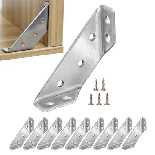 Anulely Eckverbinder aus Metall, Eckhalterungen für Holzrahmen, 10 Stück dreieckige Winkel aus Metall, Universal-Eckverbinder mit Schrauben, Schreibtisch-Eckhalterung aus Holz Anulely Eckverbinder aus Metall, Eckhalterungen für Holzrahmen, 10 Stück dreieckige Winkel aus Metall, Universal-Eckverbinder mit Schrauben, Schreibtisch-Eckhalterung aus Holz von Anulely